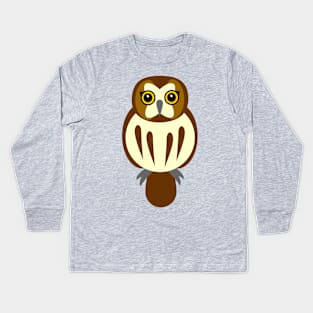 Saw-Whet Owl Kids Long Sleeve T-Shirt